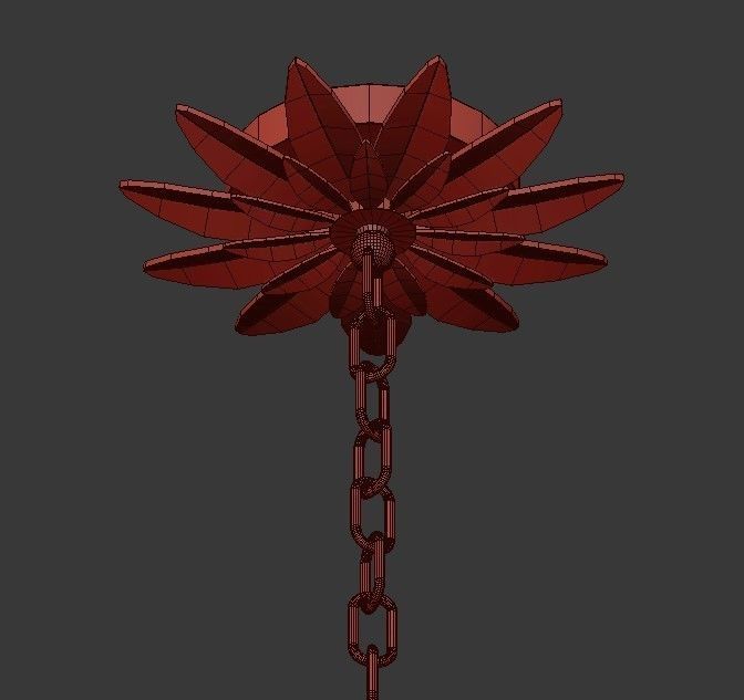 Broche 6 Light Antique Gold Chandelier 3D model_4