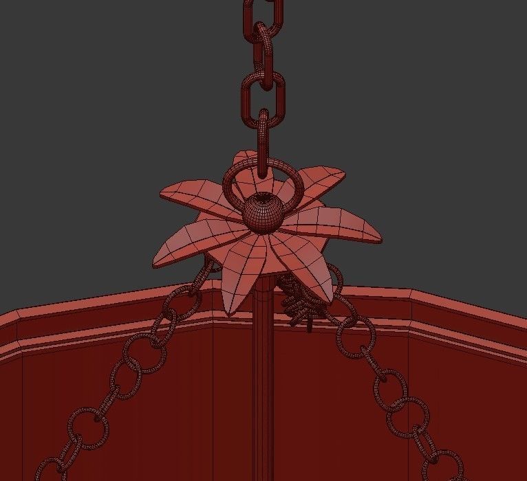 Broche 6 Light Antique Gold Chandelier 3D model_7