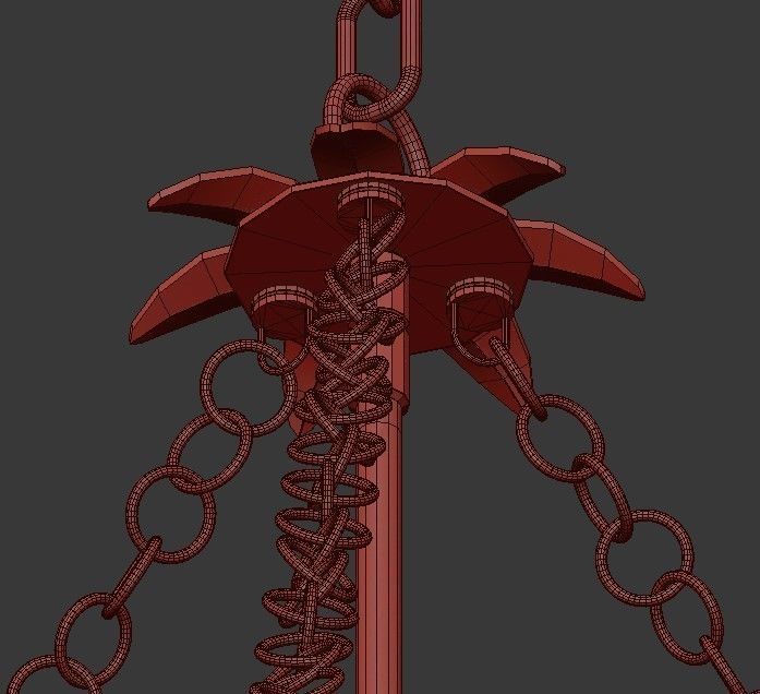 Broche 6 Light Antique Gold Chandelier 3D model_5