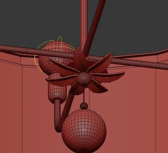 Broche 6 Light Antique Gold Chandelier 3D model_6