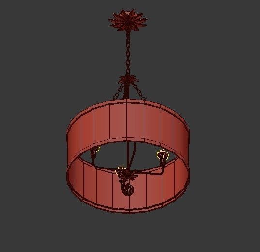 Broche 6 Light Antique Gold Chandelier 3D model_3