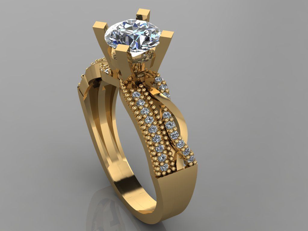 GC GOLD TW0140- Diamond ring 3D print model_2