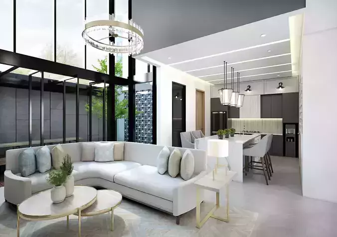 Modern Classic Living and Pantry