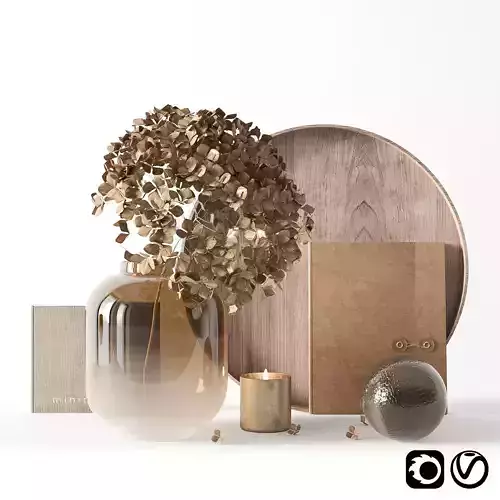 Decorative set with dryed hydrangea