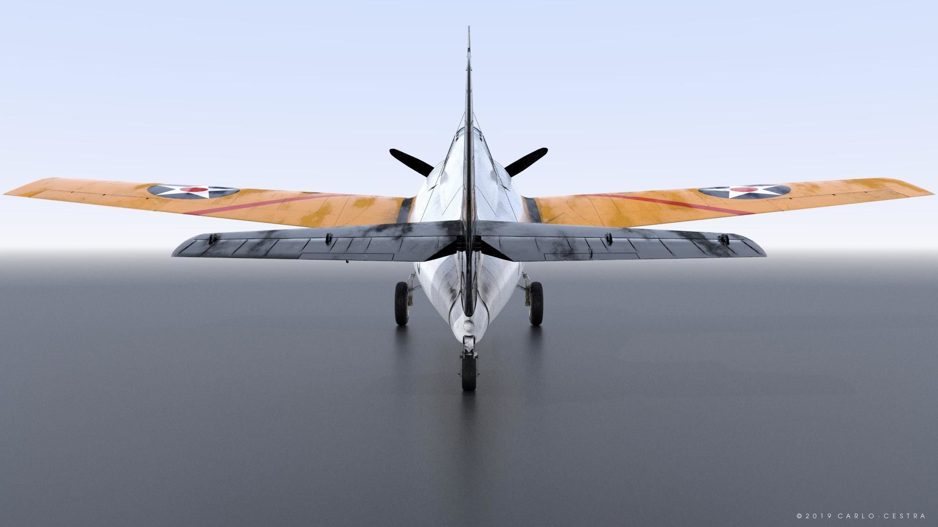 F4F-3 WILDCAT VF7 - 7F3 Low-poly 3D model_14