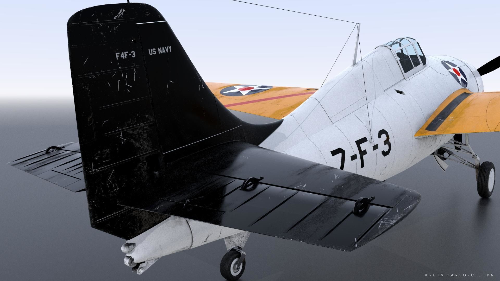 F4F-3 WILDCAT VF7 - 7F3 Low-poly 3D model_13