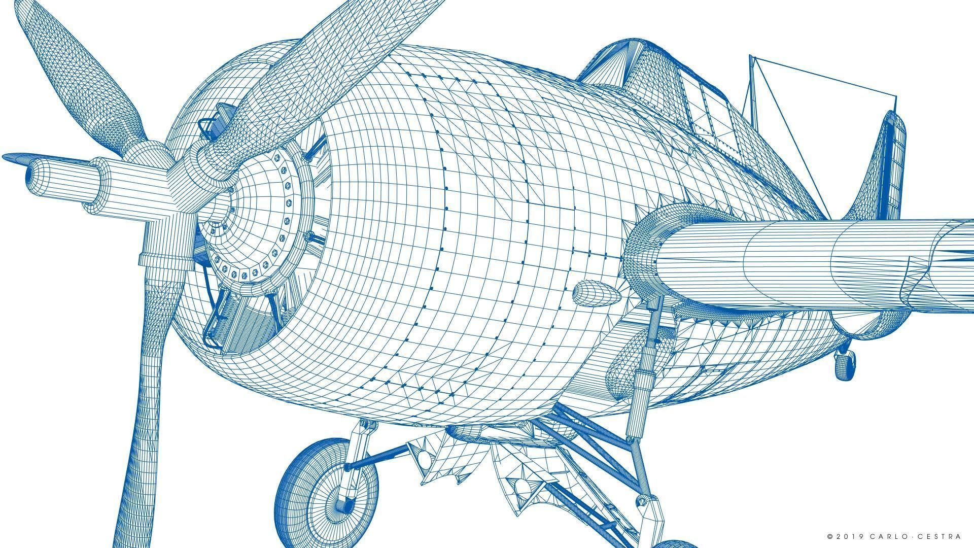 F4F-3 WILDCAT VF7 - 7F3 Low-poly 3D model_63