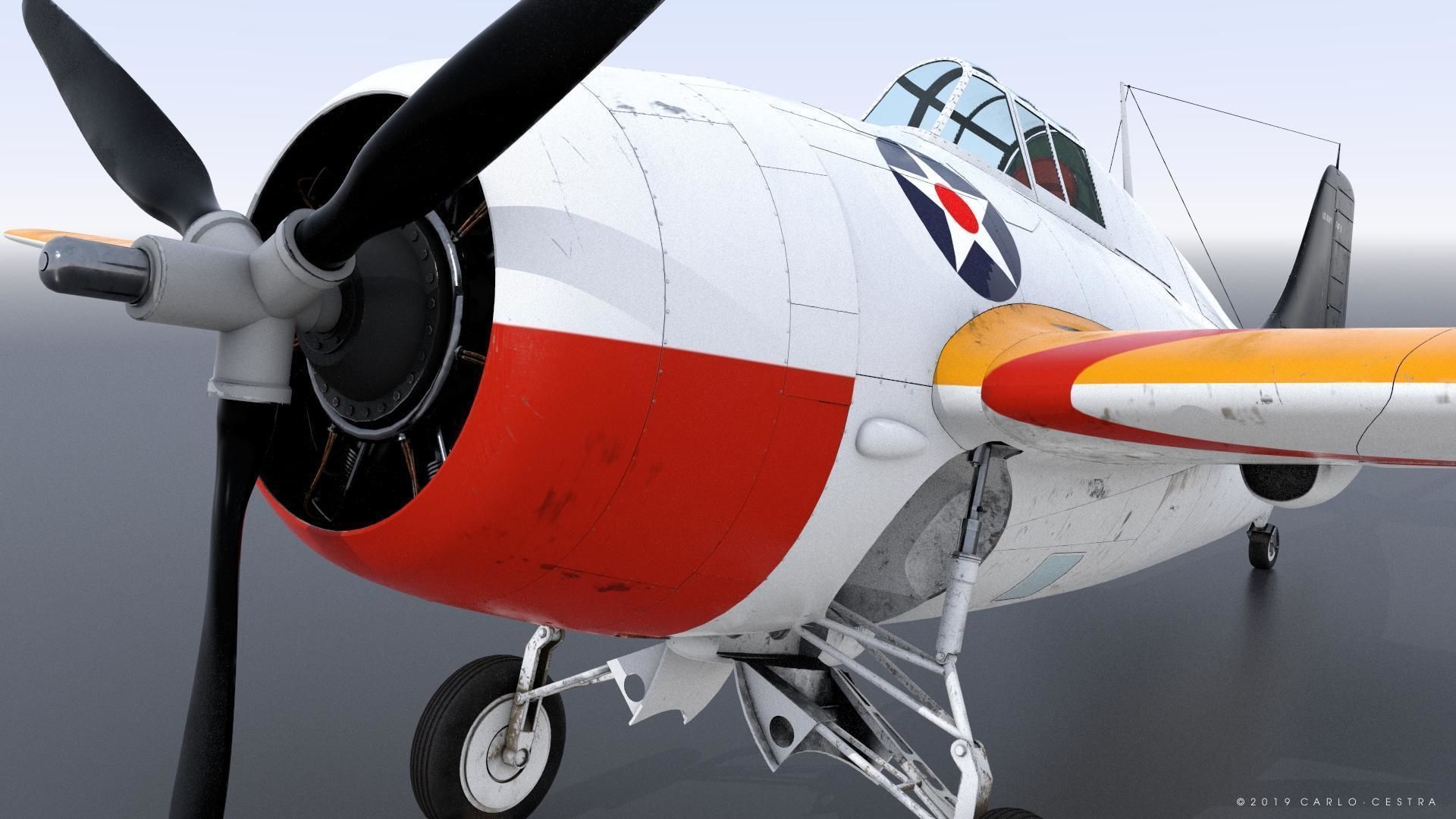 F4F-3 WILDCAT VF7 - 7F3 Low-poly 3D model_5
