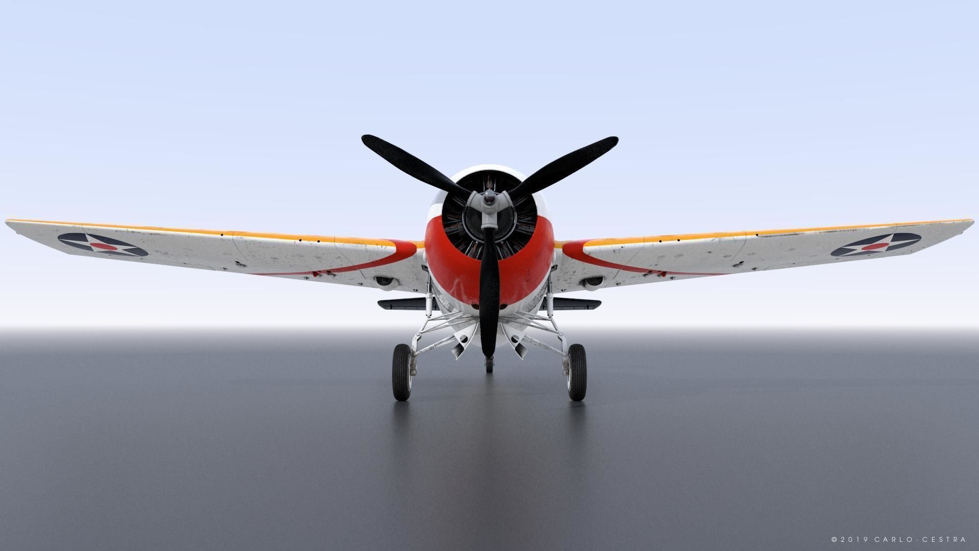 F4F-3 WILDCAT VF7 - 7F3 Low-poly 3D model_4