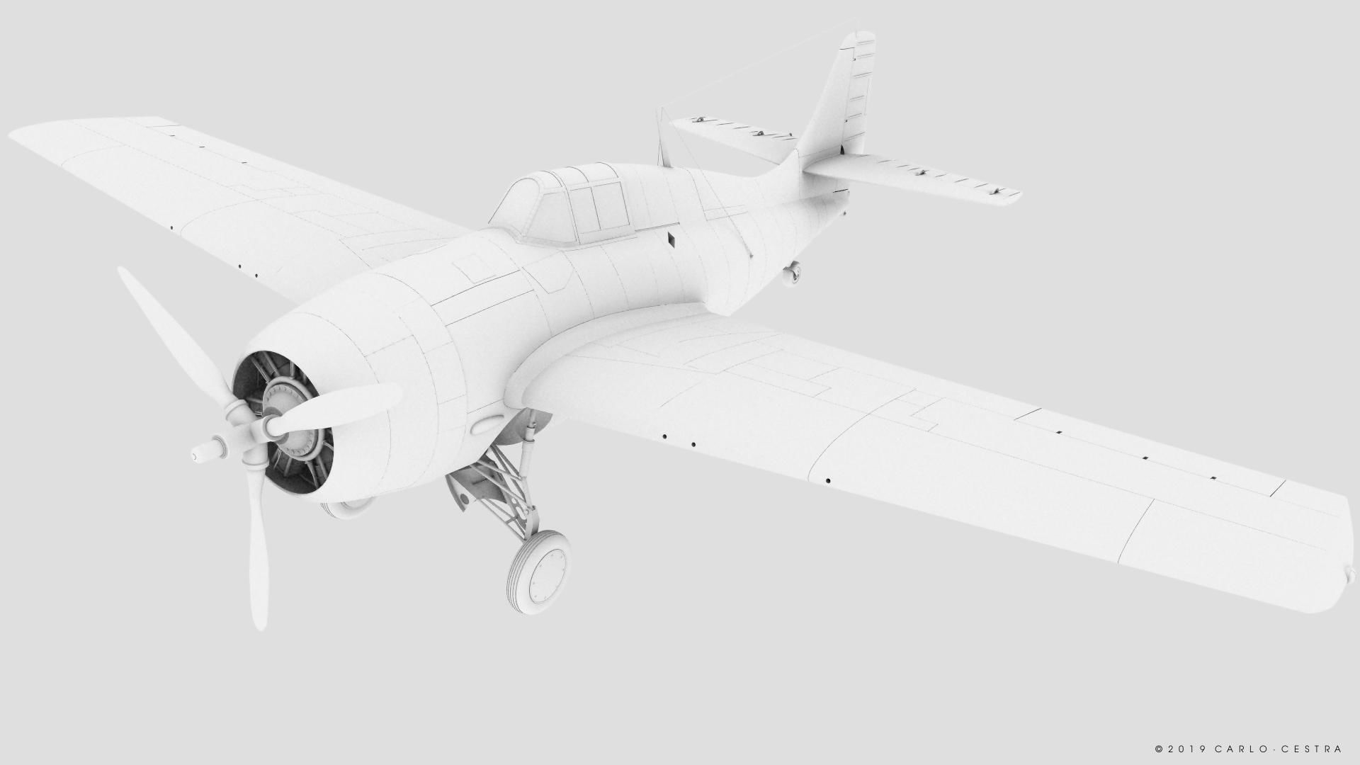F4F-3 WILDCAT VF7 - 7F3 Low-poly 3D model_44