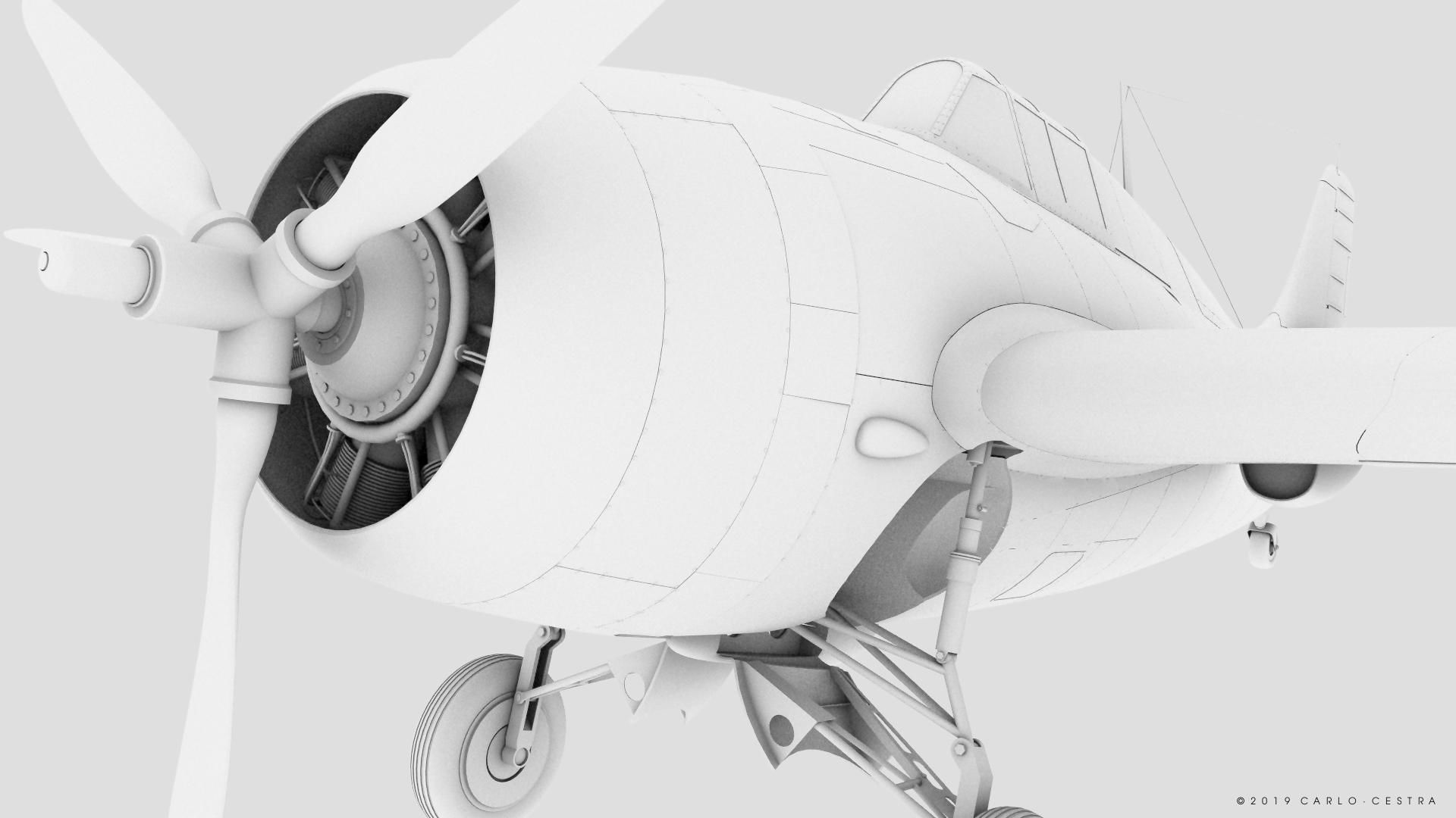 F4F-3 WILDCAT VF7 - 7F3 Low-poly 3D model_43