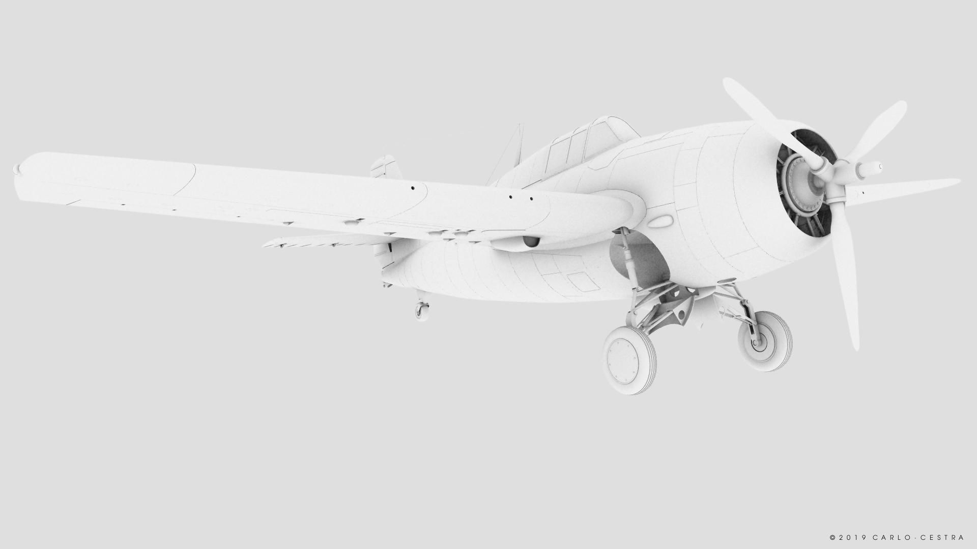 F4F-3 WILDCAT VF7 - 7F3 Low-poly 3D model_42