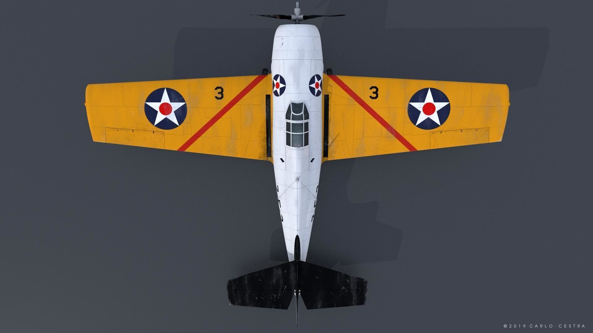 F4F-3 WILDCAT VF7 - 7F3 Low-poly 3D model_17