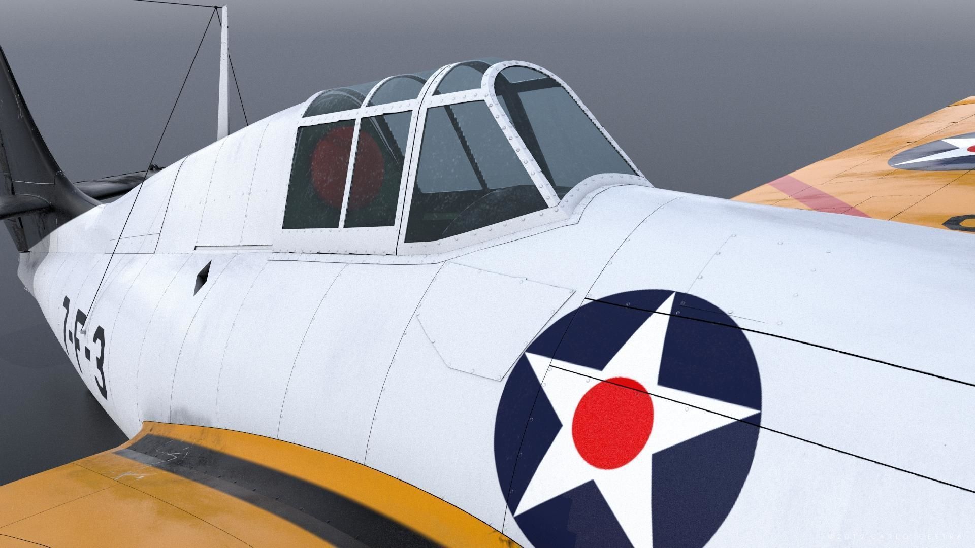 F4F-3 WILDCAT VF7 - 7F3 Low-poly 3D model_8