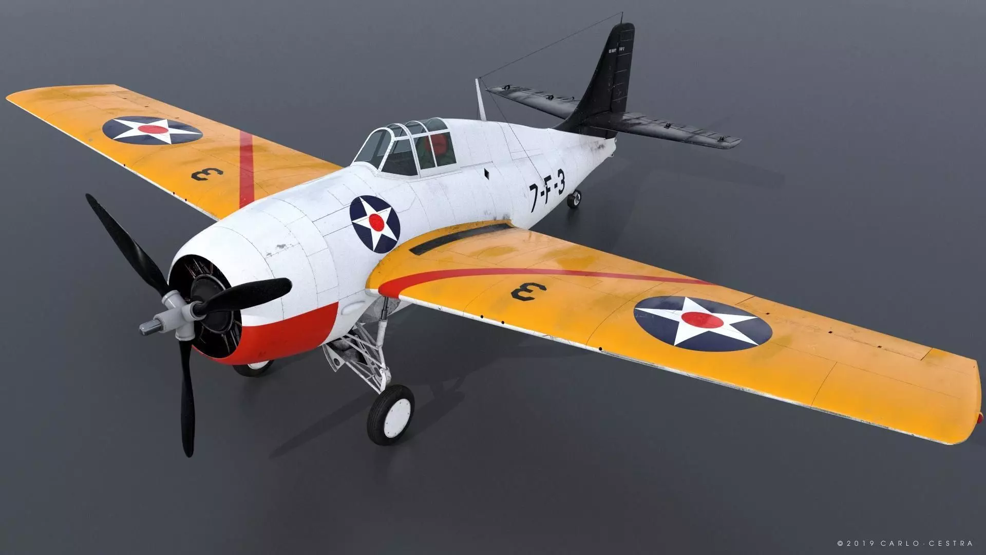 F4F-3 WILDCAT VF7 - 7F3 Low-poly 3D model_0