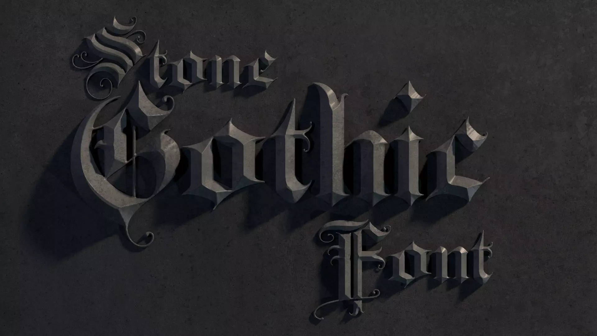 Elegant medieval gothic letter A-Z 3D model