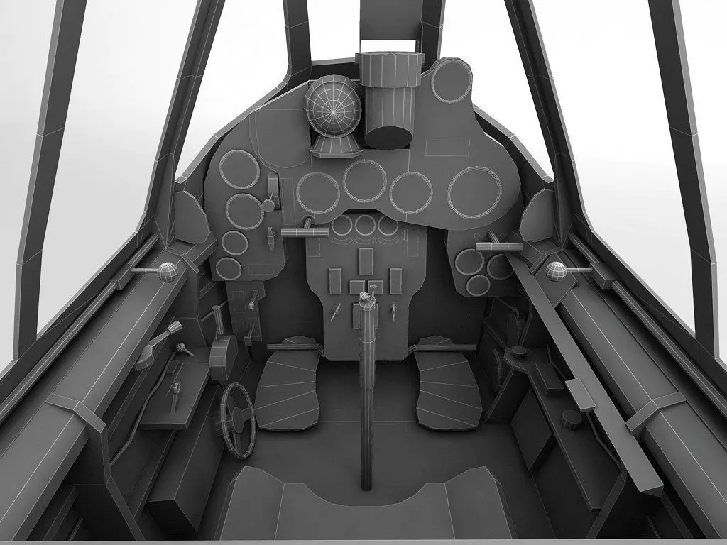 Cockpit Macchi MC205 V  WWII Aircraft Low-poly 3D model_0
