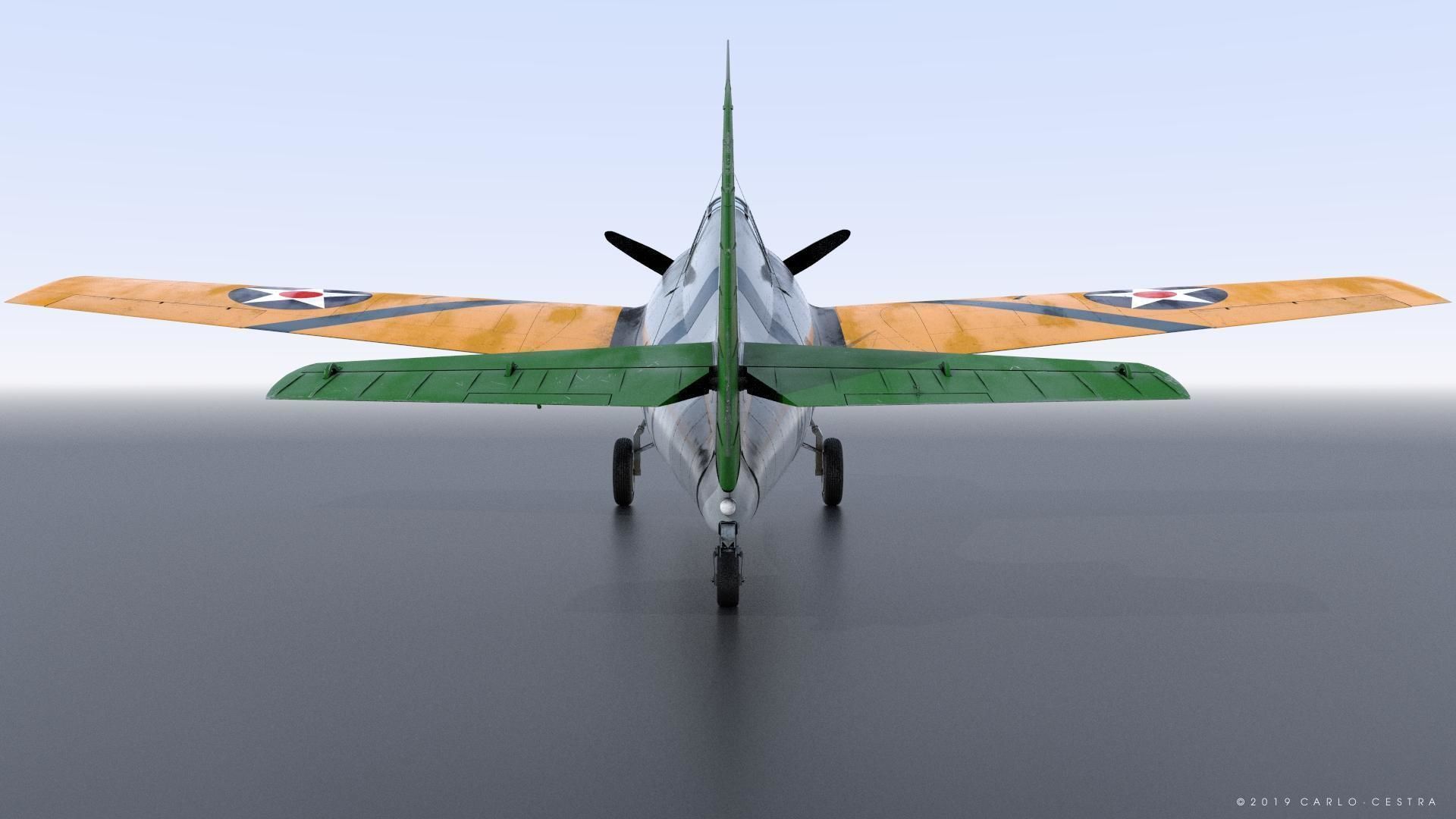 F4F-3 WILDCAT VF41 - 41F7 Low-poly 3D model_14