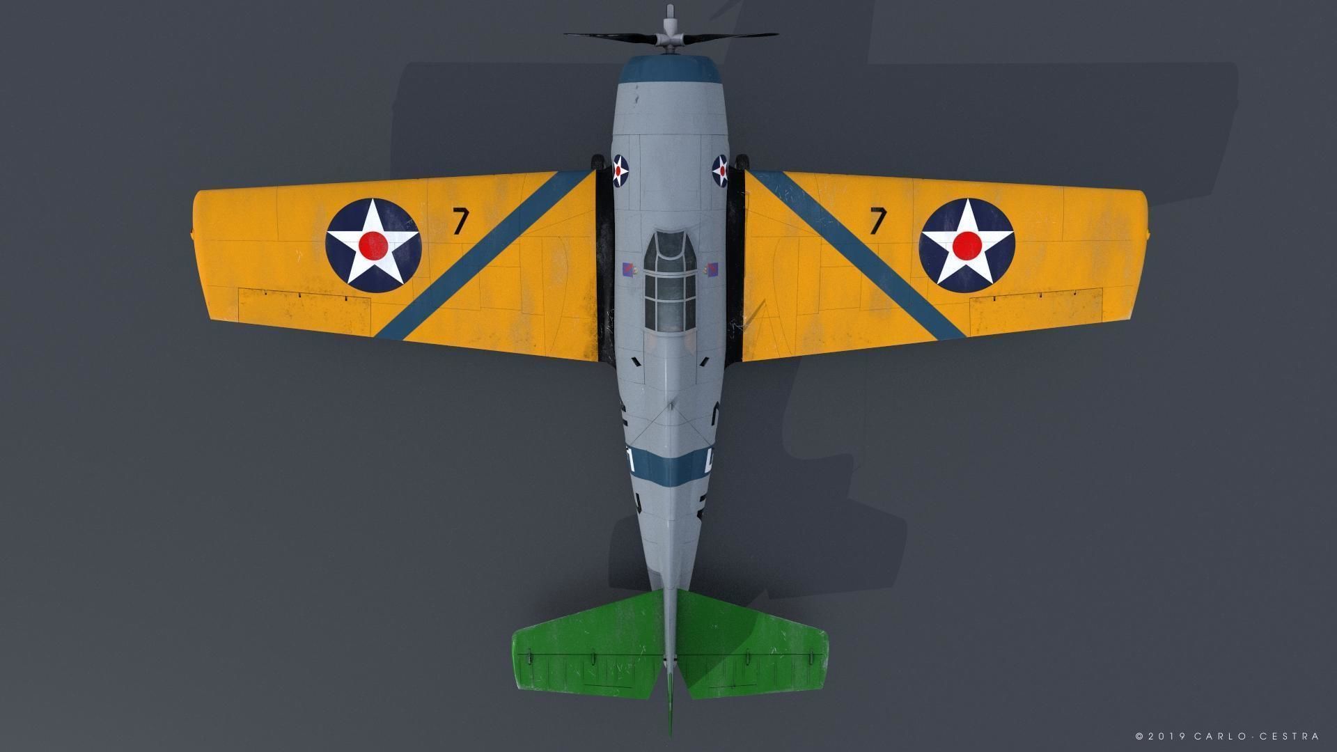 F4F-3 WILDCAT VF41 - 41F7 Low-poly 3D model_17