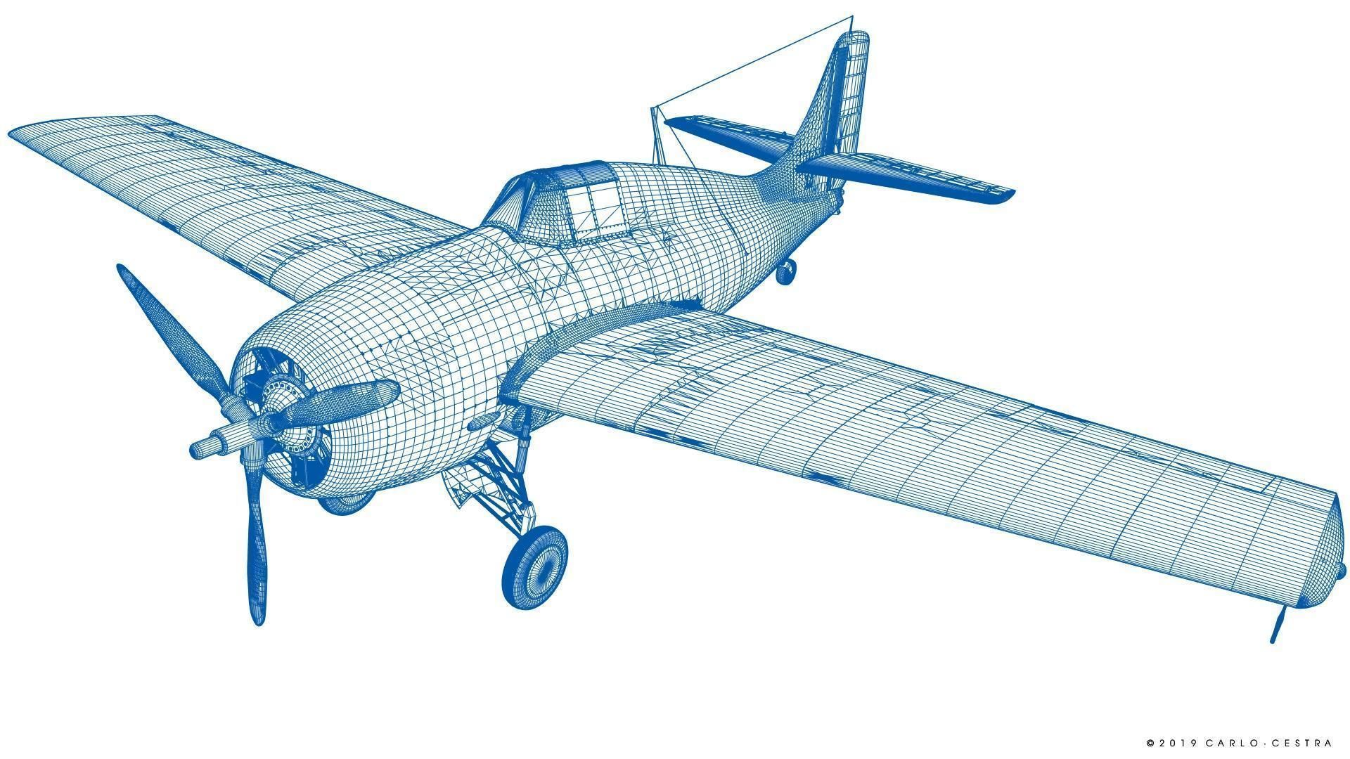 F4F-3 WILDCAT VF41 - 41F7 Low-poly 3D model_58