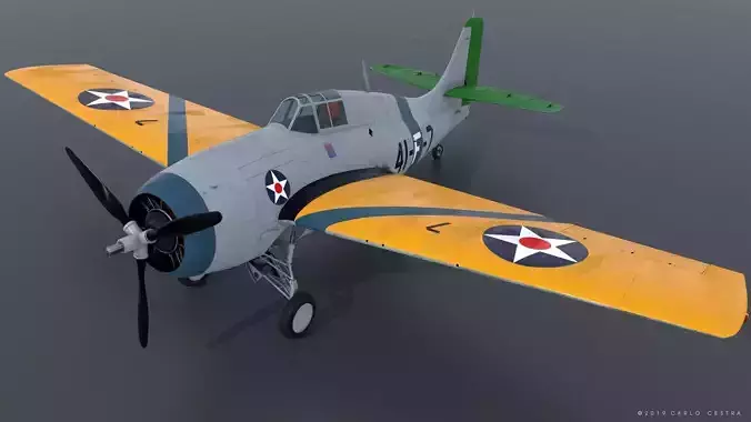 F4F-3 WILDCAT VF41 - 41F7 Low-poly 3D model