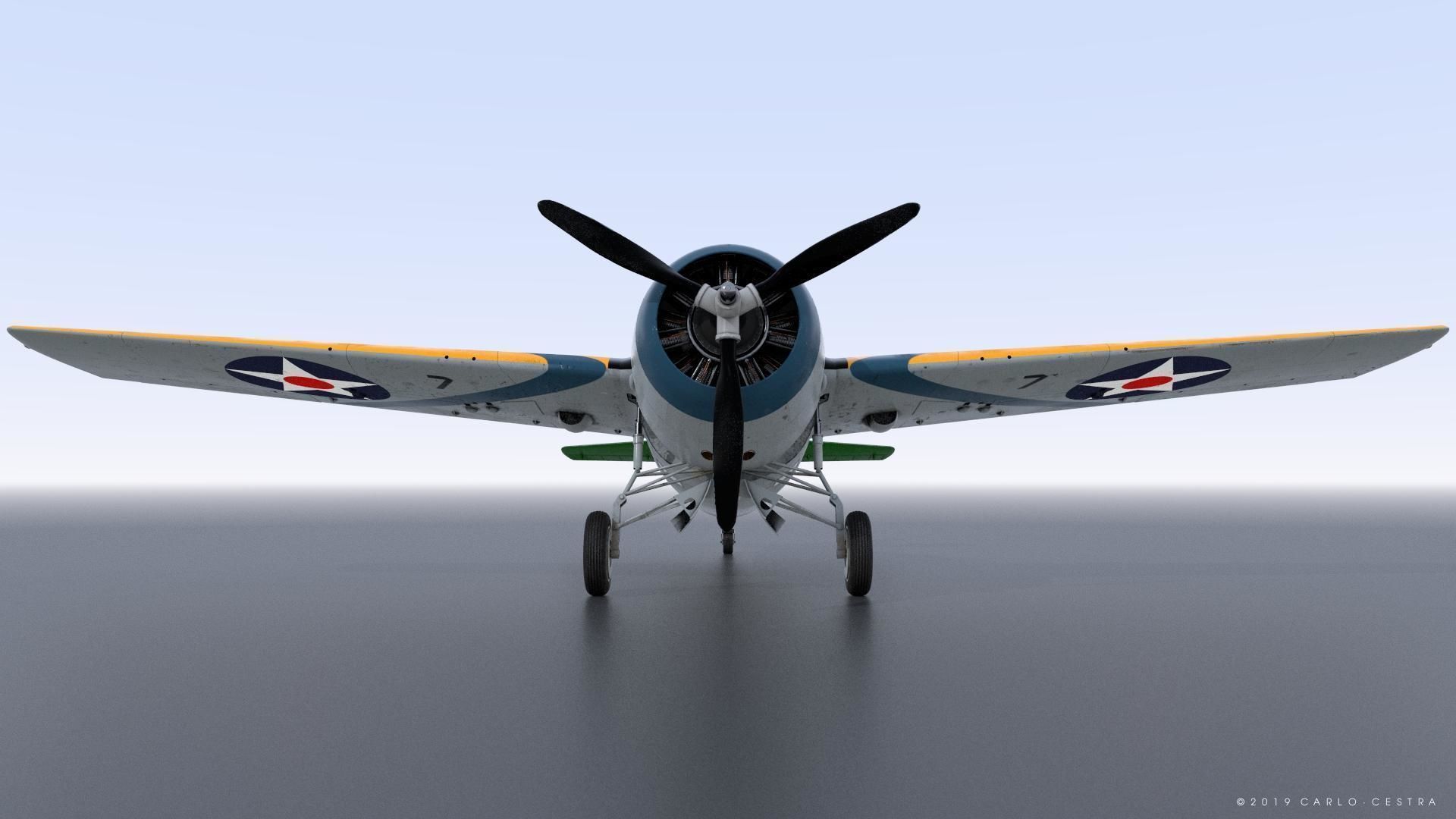 F4F-3 WILDCAT VF41 - 41F7 Low-poly 3D model_5