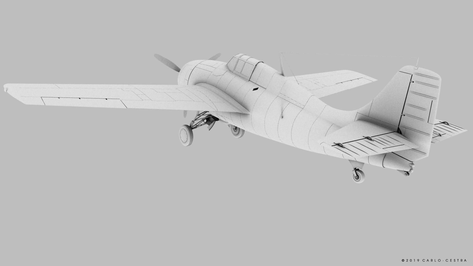 F4F-3 WILDCAT VF41 - 41F7 Low-poly 3D model_49