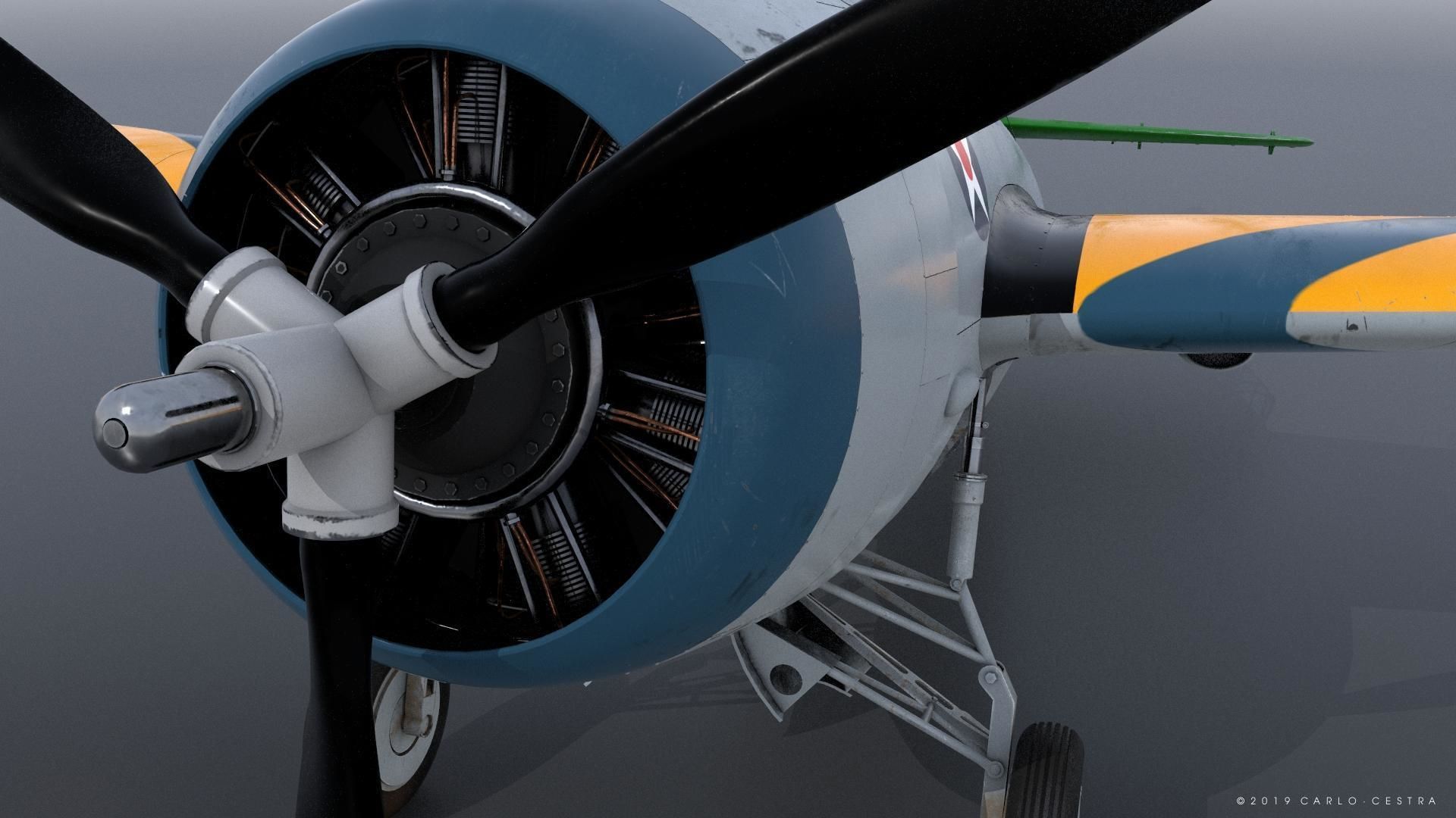 F4F-3 WILDCAT VF41 - 41F7 Low-poly 3D model_6