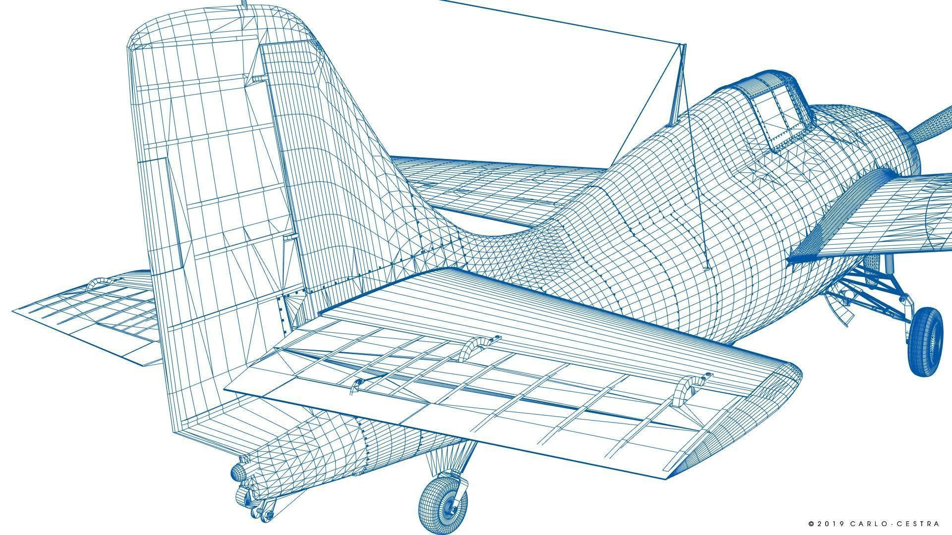 F4F-3 WILDCAT VF41 - 41F7 Low-poly 3D model_62