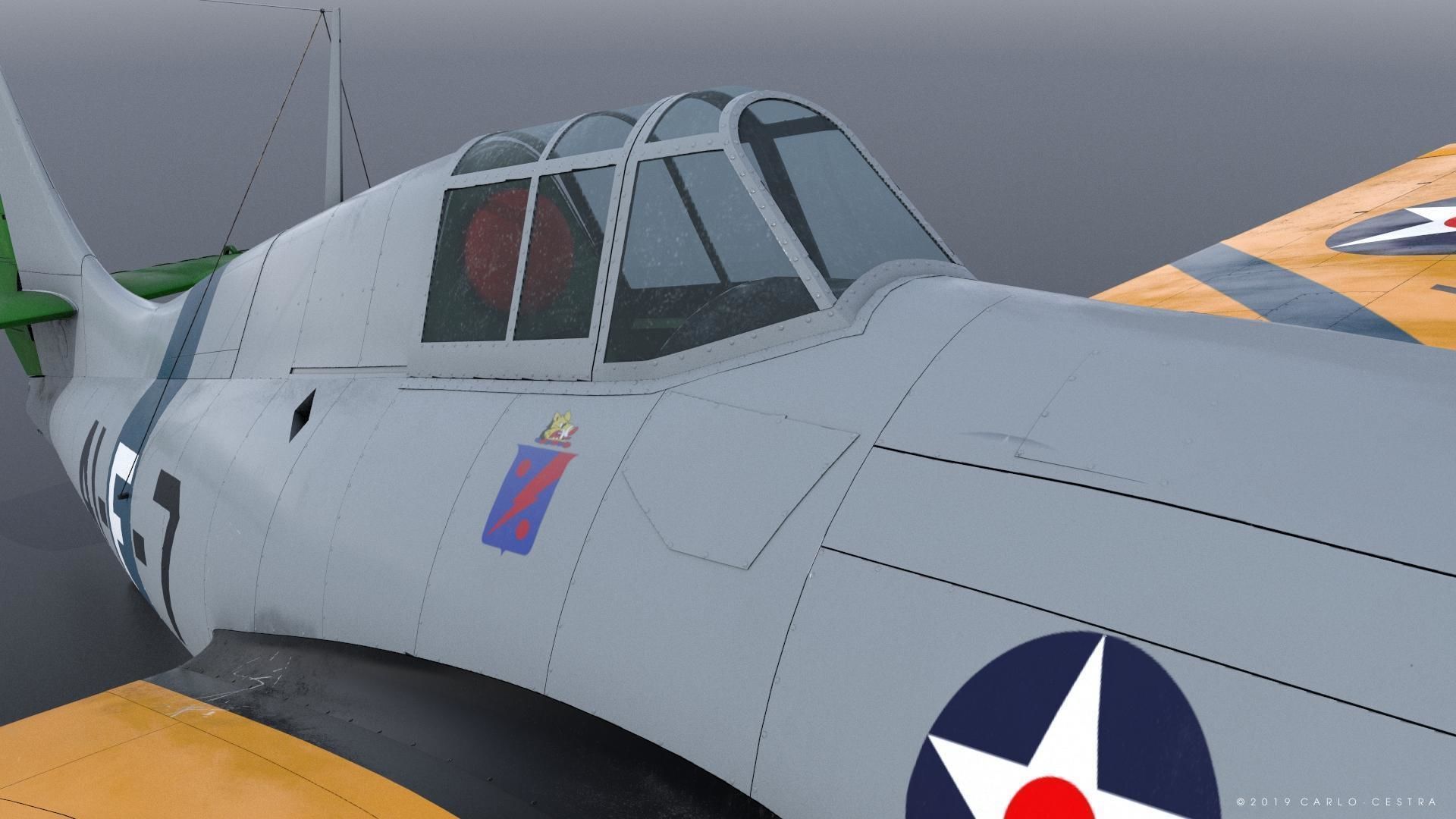 F4F-3 WILDCAT VF41 - 41F7 Low-poly 3D model_4