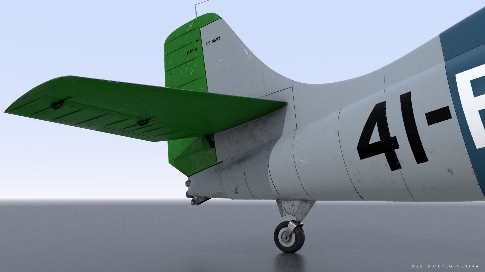 F4F-3 WILDCAT VF41 - 41F7 Low-poly 3D model_12