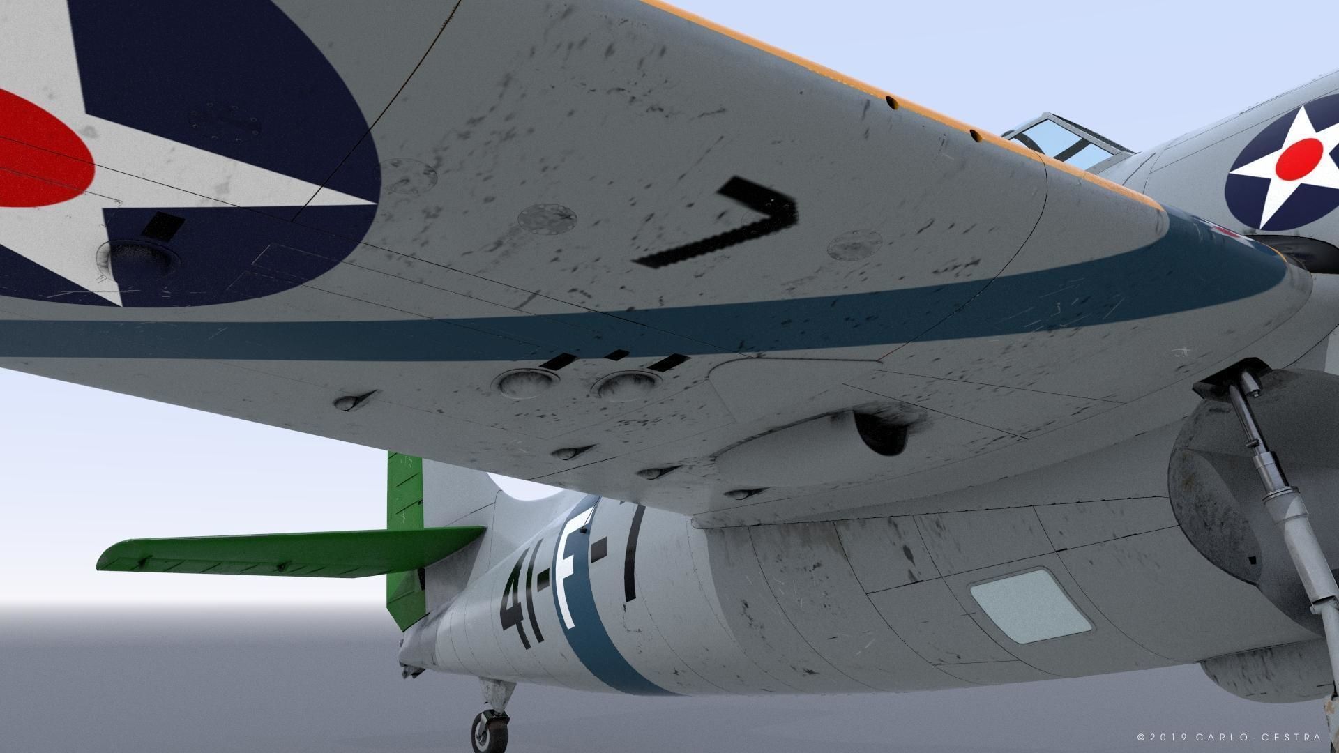 F4F-3 WILDCAT VF41 - 41F7 Low-poly 3D model_22
