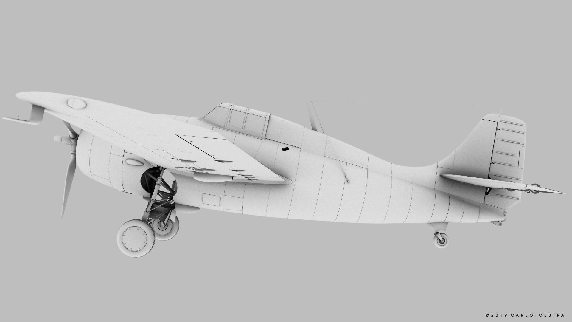F4F-3 WILDCAT VF41 - 41F7 Low-poly 3D model_36