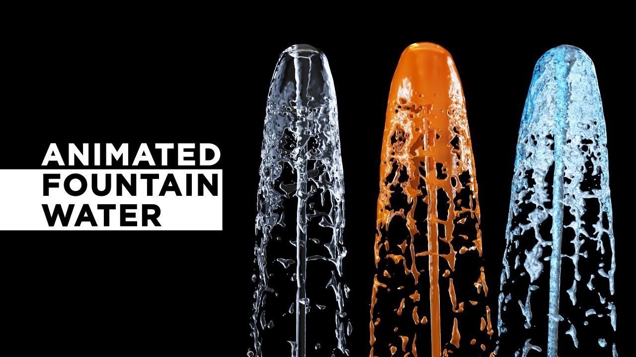 Animated Water Fountain Flow - NO PLUGIN Liquid simulation 3D model_4
