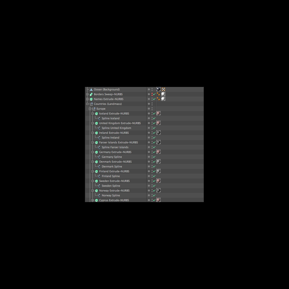 Europe Map 3D with borders and names 3D model_12