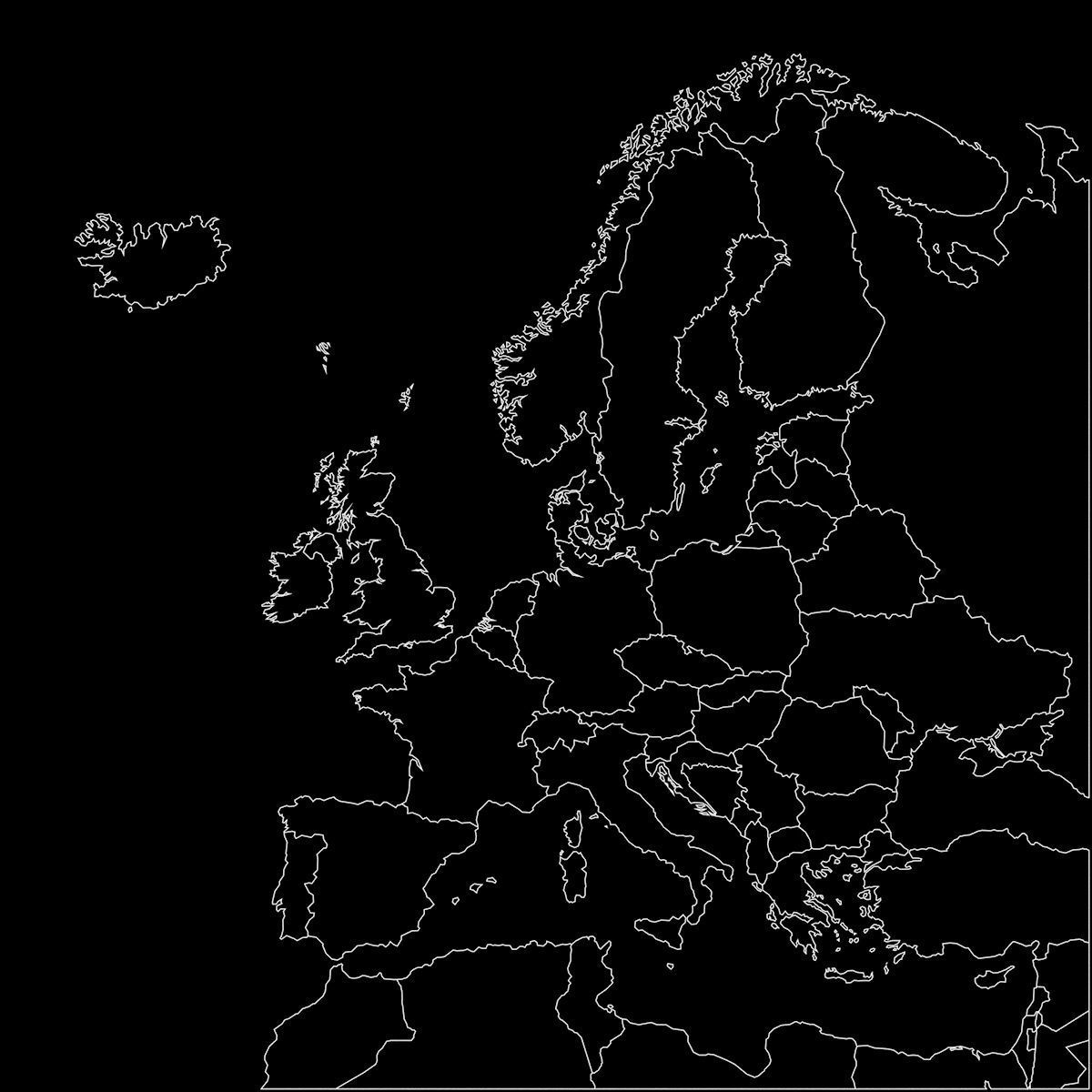 Europe Map 3D with borders and names 3D model_7