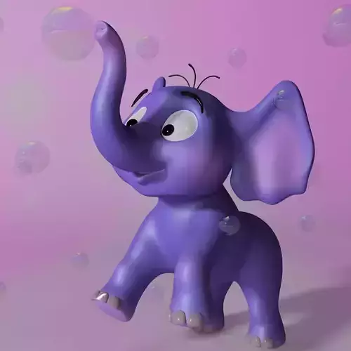 Cartoon baby elephant RIGGED Low-poly 3D model