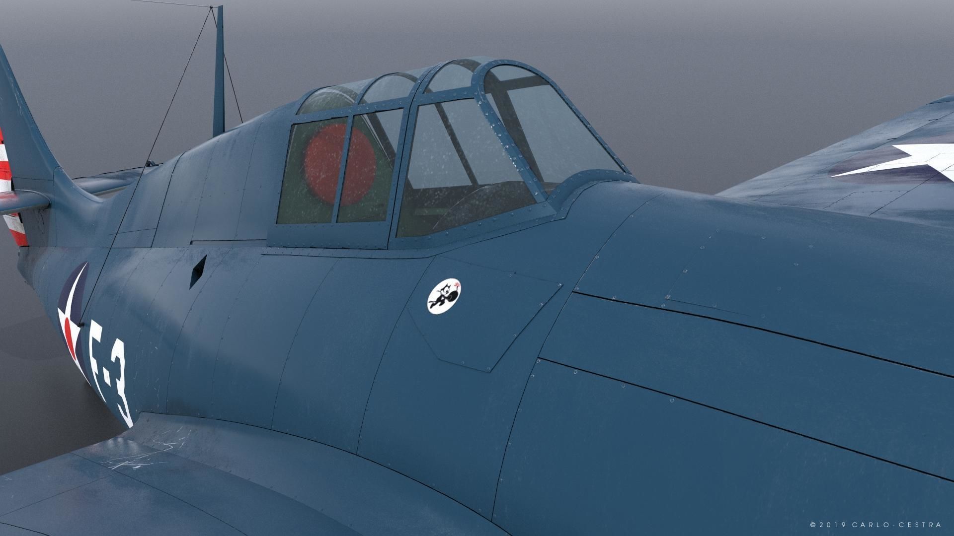 F4F-3 WILDCAT F3 -Butch- Low-poly 3D model_7