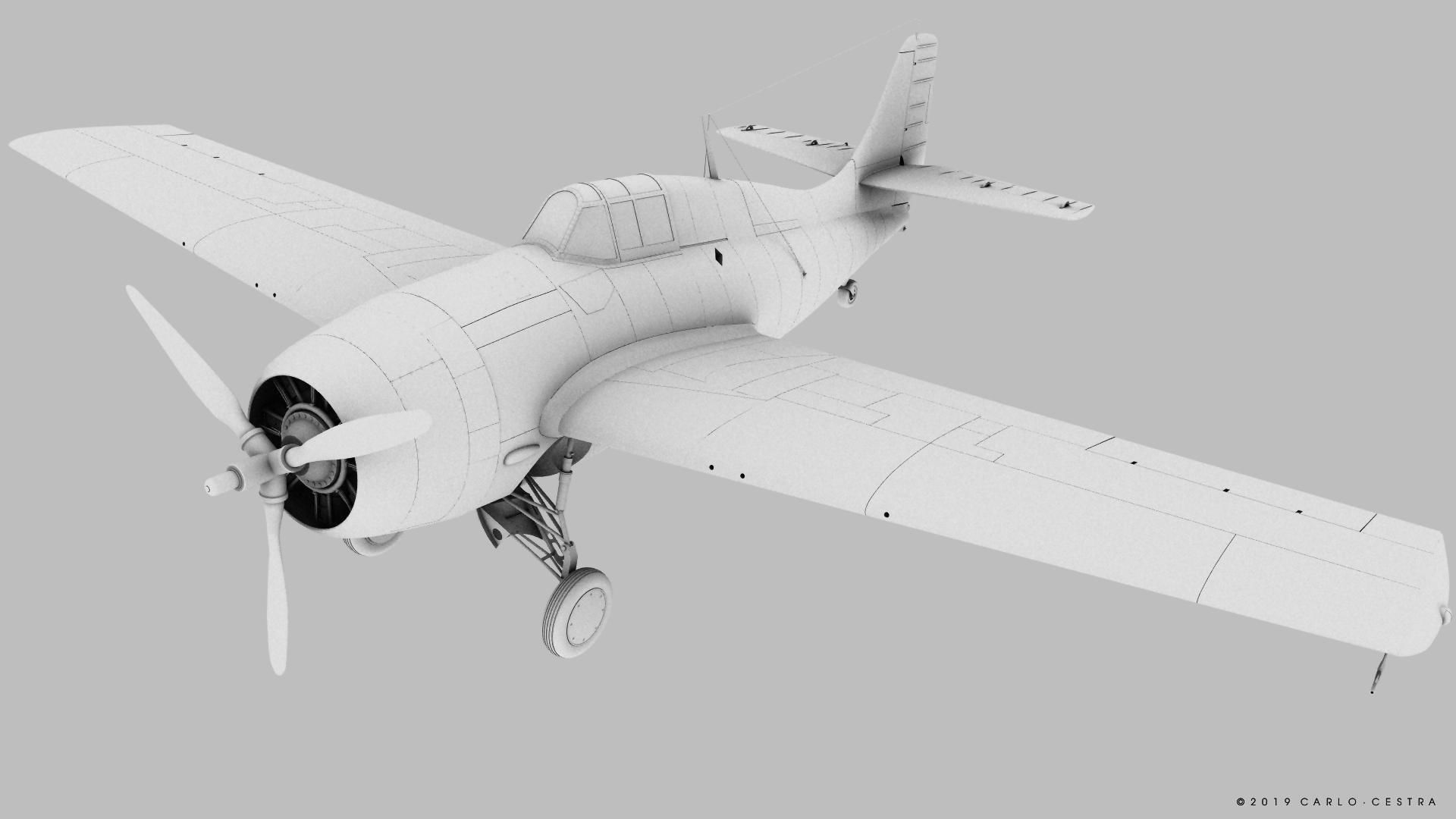 F4F-3 WILDCAT F3 -Butch- Low-poly 3D model_35