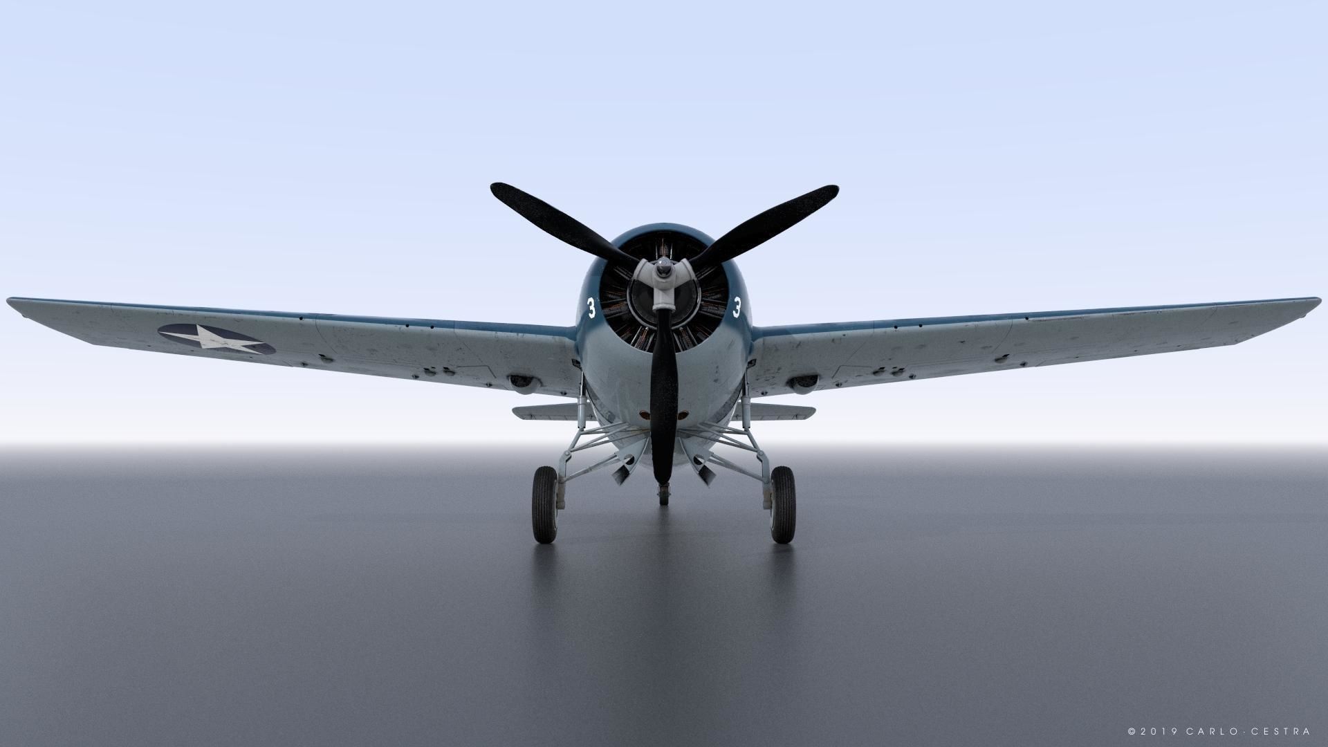 F4F-3 WILDCAT F3 -Butch- Low-poly 3D model_4