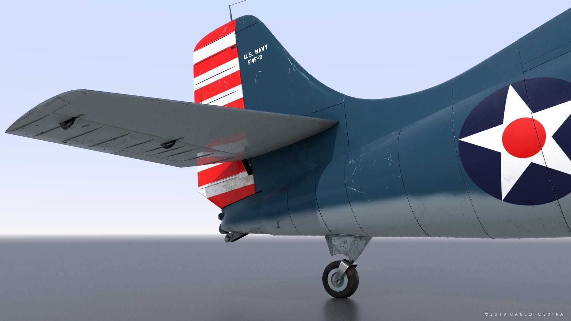 F4F-3 WILDCAT F3 -Butch- Low-poly 3D model_12