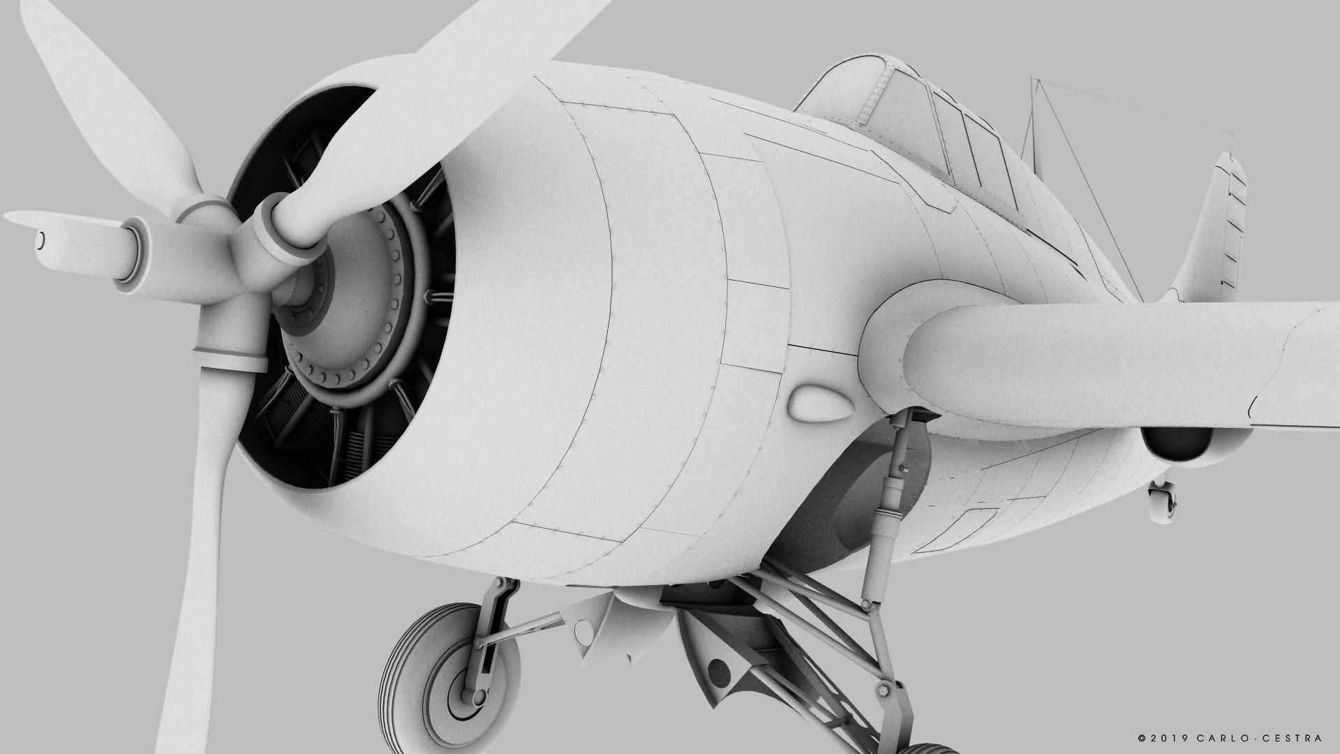 F4F-3 WILDCAT F3 -Butch- Low-poly 3D model_36