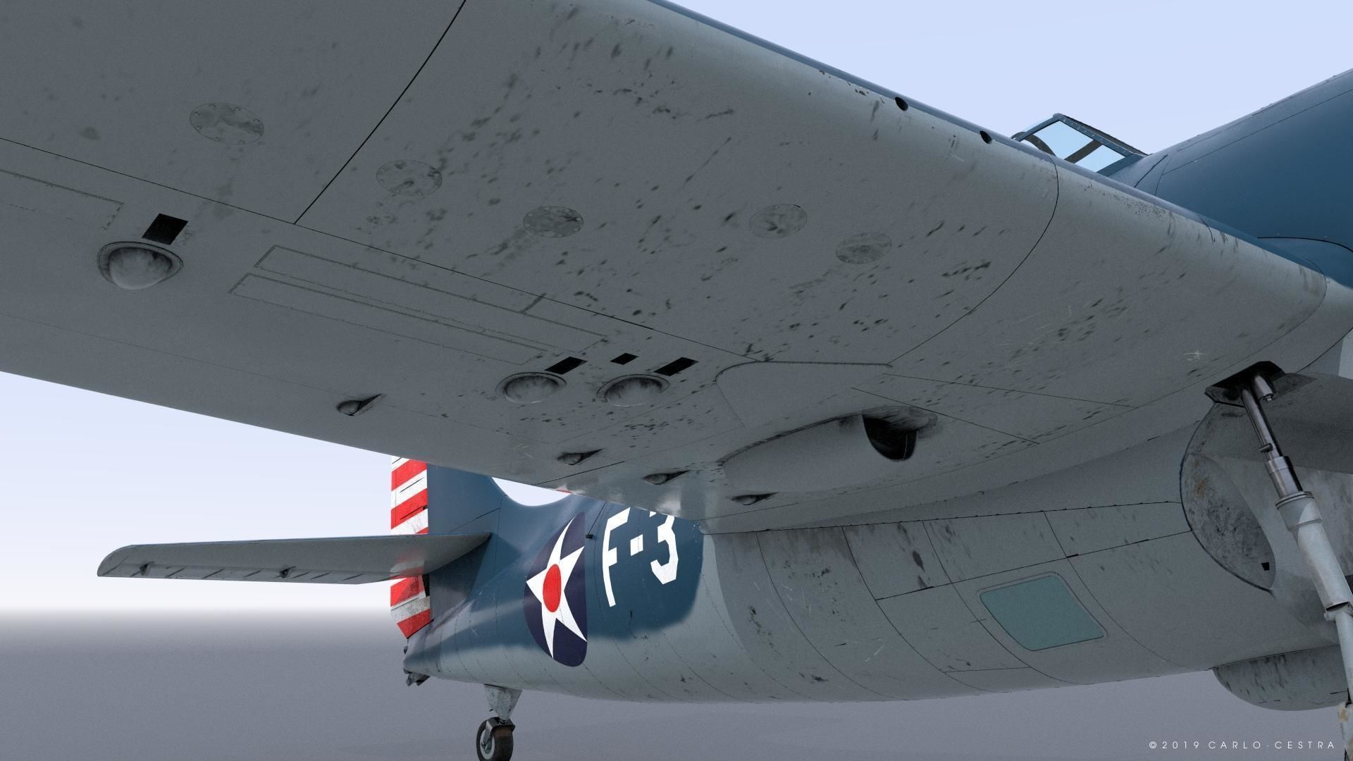 F4F-3 WILDCAT F3 -Butch- Low-poly 3D model_22