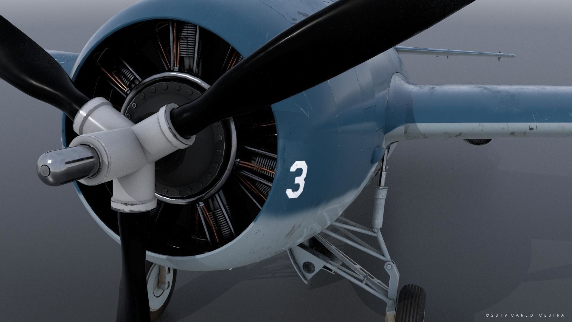 F4F-3 WILDCAT F3 -Butch- Low-poly 3D model_11