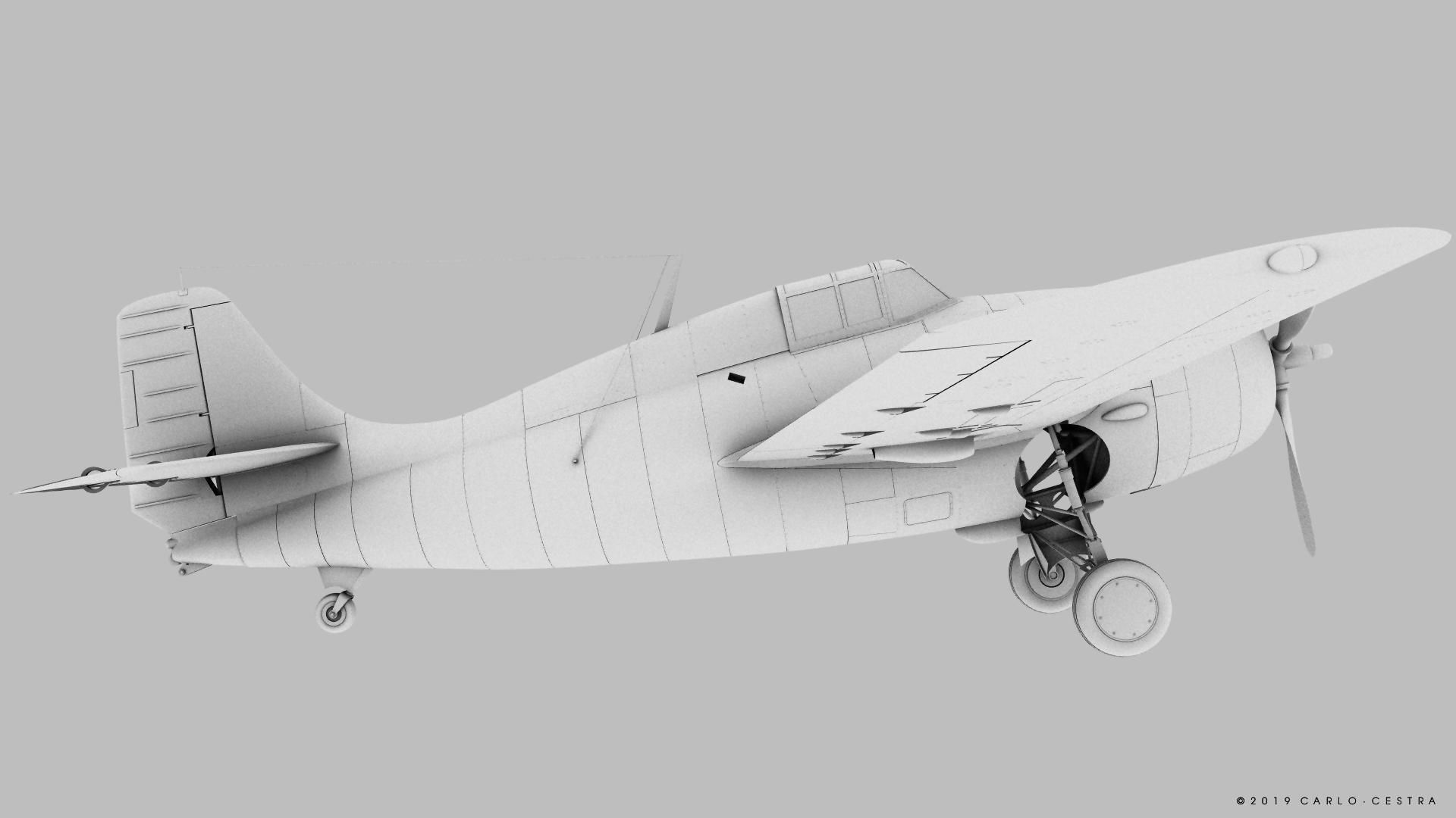 F4F-3 WILDCAT F3 -Butch- Low-poly 3D model_42