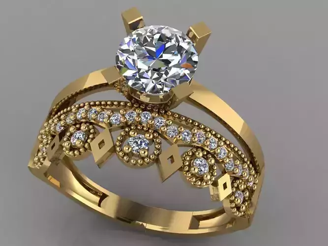 GC GOLD TW0141- Diamond ring 3D print model