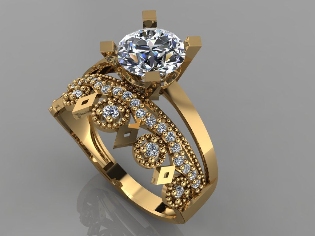 GC GOLD TW0141- Diamond ring 3D print model_2