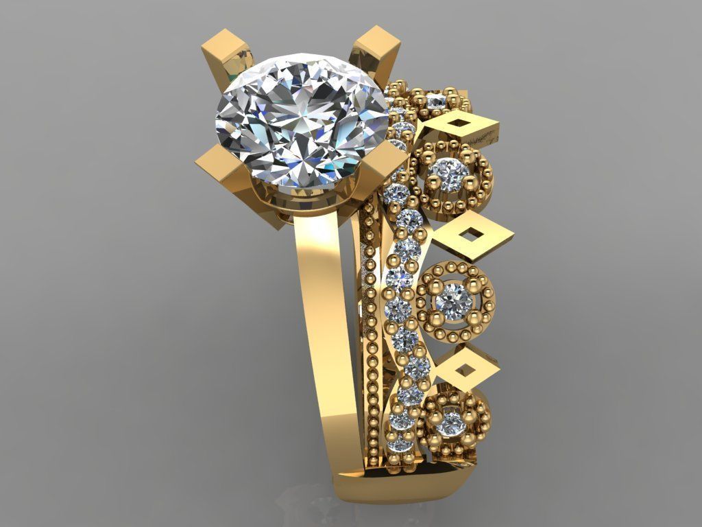 GC GOLD TW0141- Diamond ring 3D print model_3