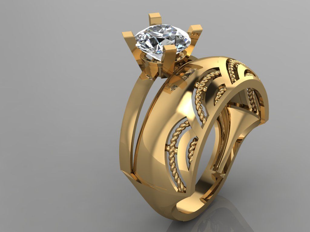 GC GOLD TW0143- Diamond ring 3D print model_2
