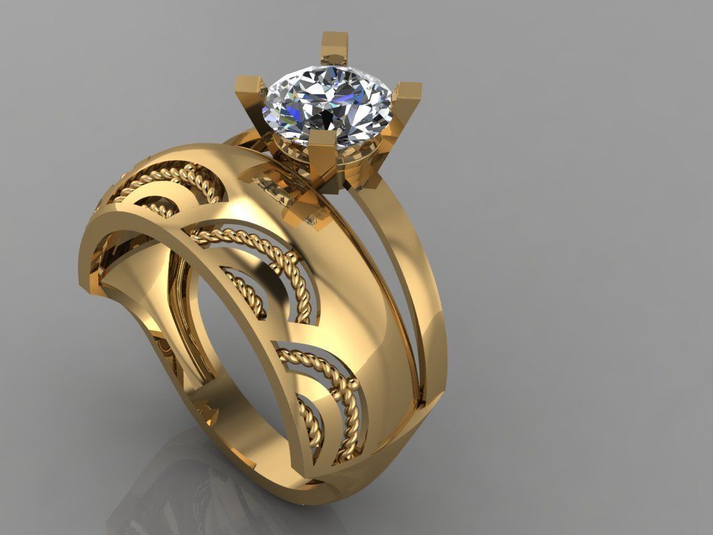 GC GOLD TW0143- Diamond ring 3D print model_3